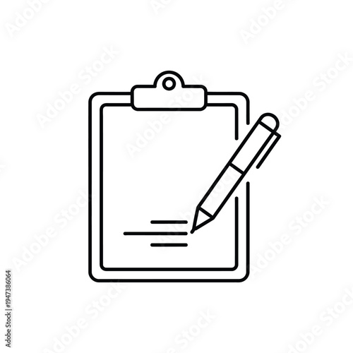Clipboard with pen icon vector illustration document writing note taking form checklist survey data entry planning management