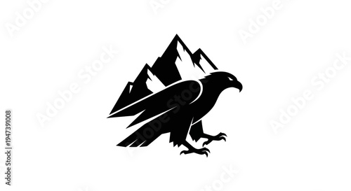Eagle and mountain silhouette emblem