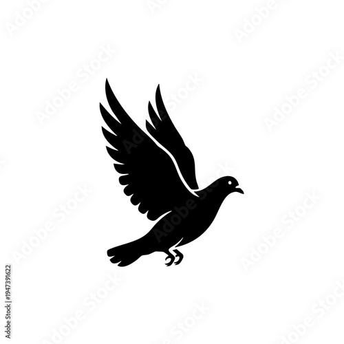 A sleek black bird captured in mid-flight with outstretched wings