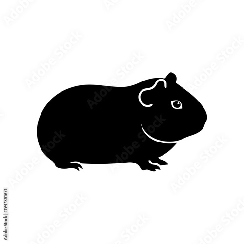 A stylized black silhouette of a guinea pig standing on all fours