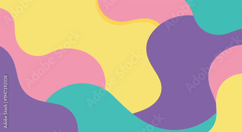 Abstract Background with Soft Pastel Waves and Flowing Shapes in a Gentle Color Palette