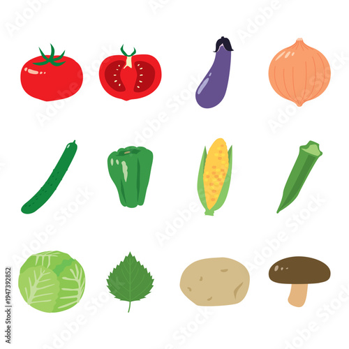 色々な野菜・食材のシンプルなイラスト素材