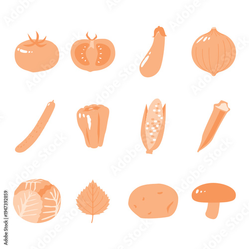 色々な野菜・食材のシンプルなイラスト素材