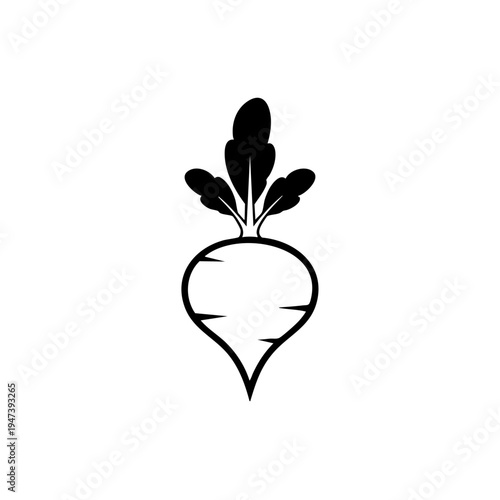 Black and white illustration of a carrot with green leafy top