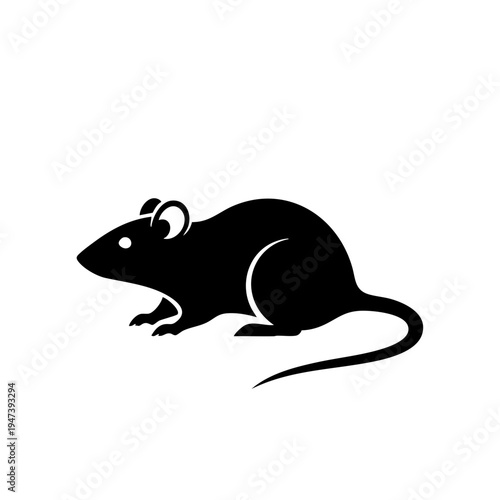 A sleek black silhouette of a rodent standing on its hind legs