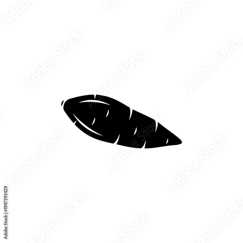 Minimalist black arrowhead icon with segmented design and sharp tip