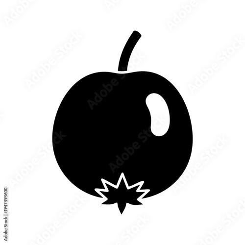 Black apple with star-shaped stem illustration