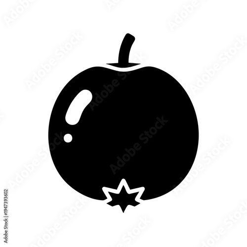 Black star apple with a subtle star design on its side
