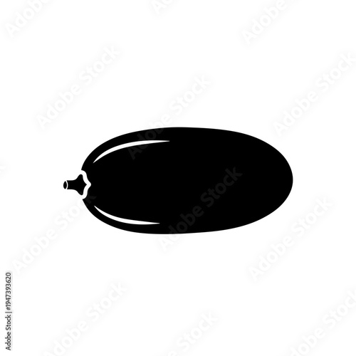Black silhouette of a stylized leaf-shaped object resembling a drop or teardrop