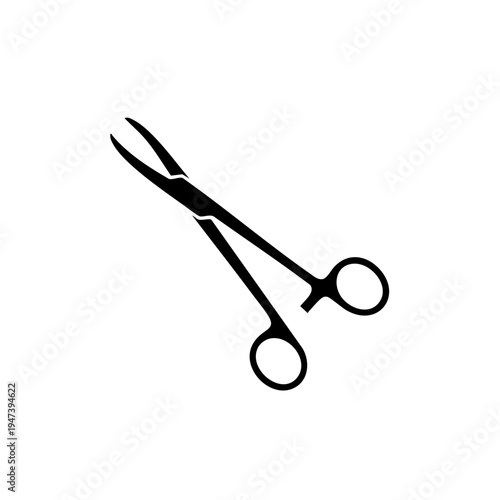 Black pair of scissors with circular handles and sharp blades