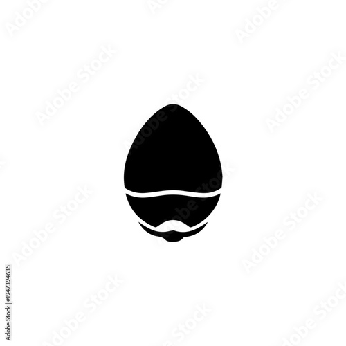 Minimalist black silhouette of an egg with a small beak emerging from one side