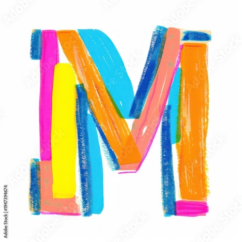 Cute letter M art alphabet brush.