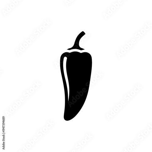 Black and white illustration of a jalapeño pepper with a stem