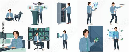 Flat Style Data Scientist Activities and Career Illustration of a Man
