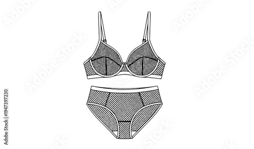 Women lingerie bra and panties set illustration with modern feminine underwear design, stylish intimate apparel fashion collection isolated on background