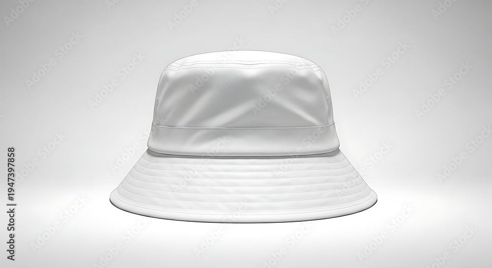 Fototapeta premium Light colored wide brimmed bucket hat isolated on white background