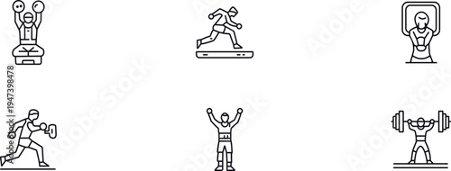 Six ancient egyptian hieroglyphic figures isolated on transparent background