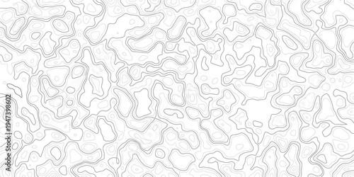 Abstract topographic map illustration with wavy contour lines on white background