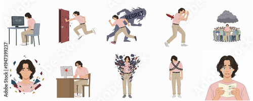 Flat Illustration Series of Emotional Struggle and Human Psychology Concepts