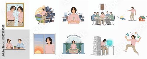 Minimalist Lifestyle Illustration Set with Pastel Color for Creative Content