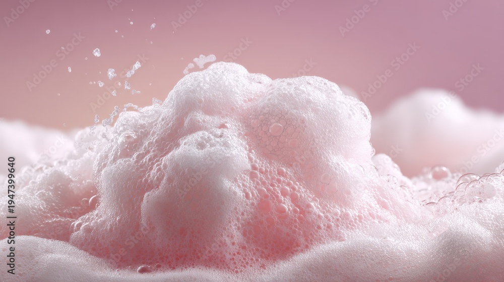 Fototapeta premium Clean and fresh shampoo foam in soft lighting, ideal for beauty branding
