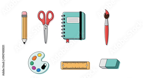 Art supplies on white background