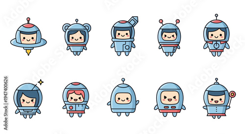 Astronaut characters set illustration