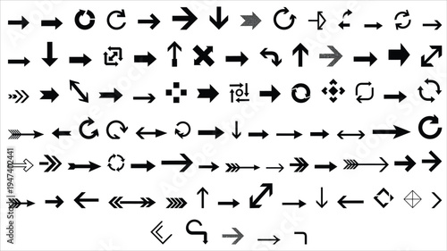 Collection of various arrow symbols and icons