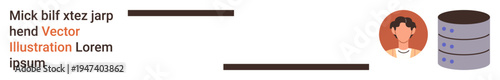 Data storage, user identification, digital communication, database systems, server management, online profiles. Minimal graphics of user avatar and database stack. Data storage and user