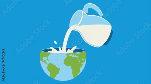 Milk pouring Earth bowl concept
