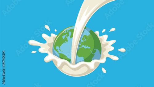 Milk pouring Earth splash