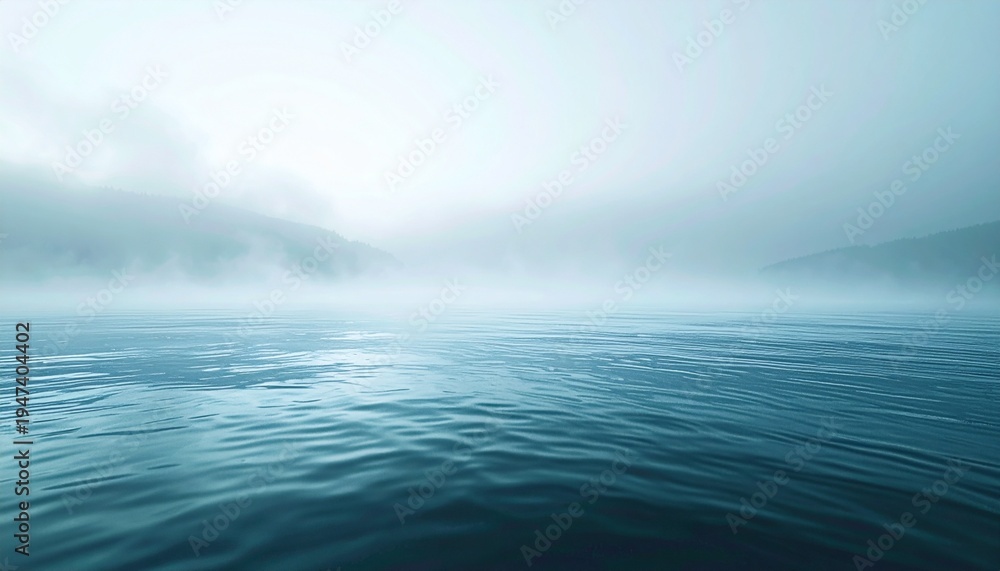 Fototapeta premium Misty Ocean Serenity - A Tranquil Seascape with Ethereal Fog.