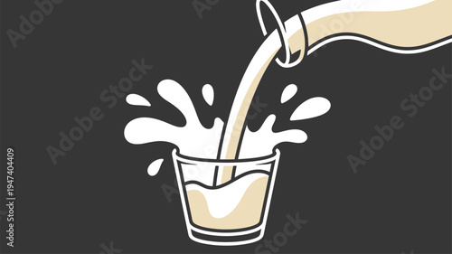 Milk pouring glass splash