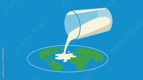 Milk pouring globe blue