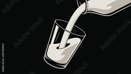 Milk pouring into glass liquid splash