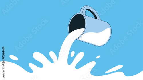 Milk pouring pitcher splash vector graphic