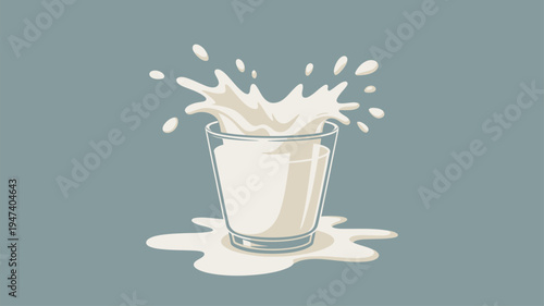 Milk splash glass illustration