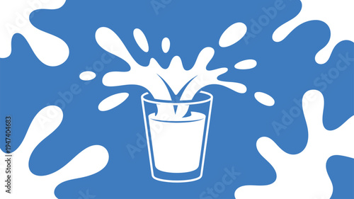 Milk splash out glass blue