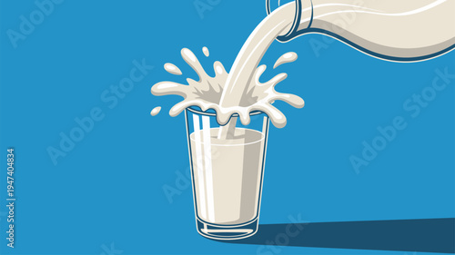 Milk pouring bottle glass splash