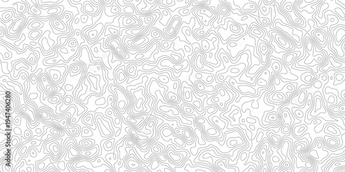Topographic contour map design with wavy lines and shapes pattern