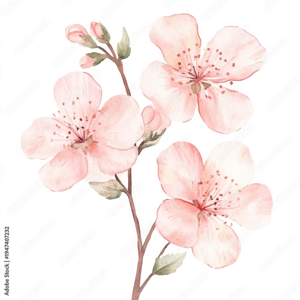 Fototapeta premium Pink blossom flowers blossoms watercolor pink.
