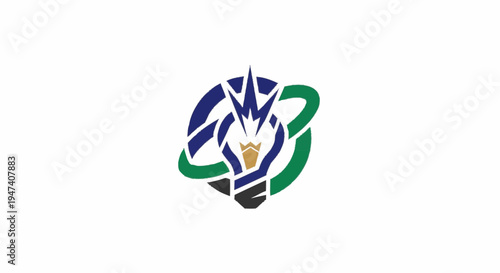 a blue and green logo on white background.