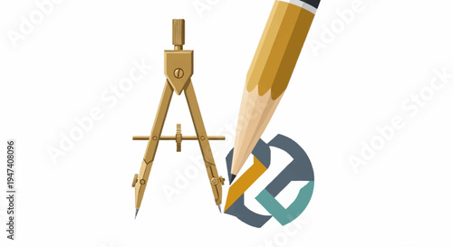 Graphic design tools and drafting equipment.