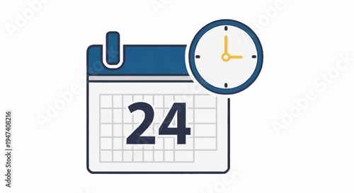 A calendar and clock icon representing time and scheduling.