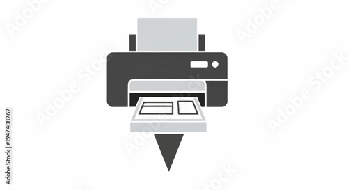 A gray and black printer icon.