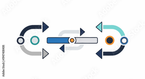 A stylized illustration of interconnected arrows.