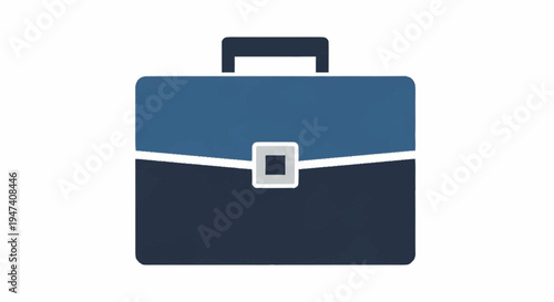 A blue briefcase with a silver buckle.