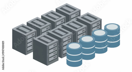 servers and hard drives for data storage.