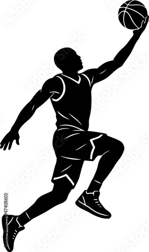 Basketball Player Jumping Silhouette Vector Illustration