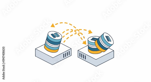 servers exchanging data in a network.